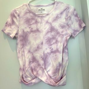 Hollister purple tie-dyed cropped tee.